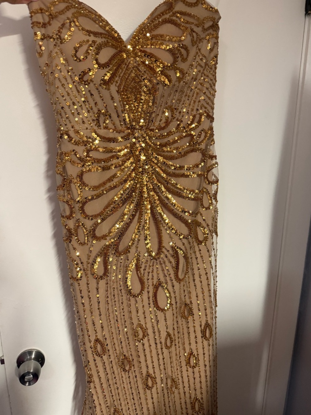 Fashion Nova | Sequin Strapless Gown - Gold - Picture 5 of 8